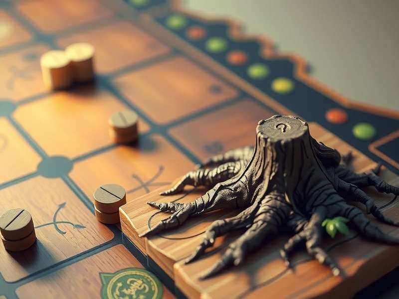 Root board game setup showing detailed components and forest artwork