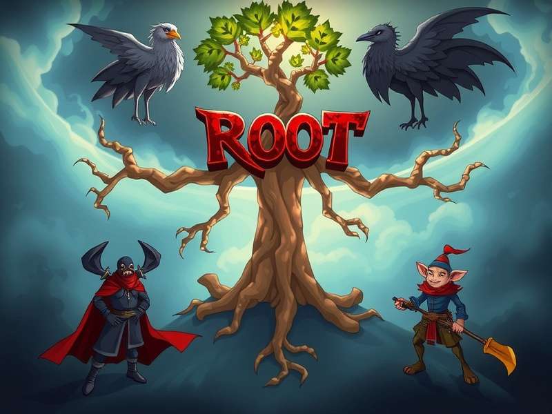 Hireling cards and pieces set up for a two-player game of Root