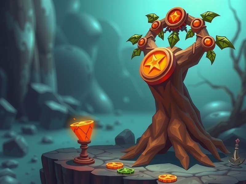 A detailed photograph of Root board game components: coins, item cards, and the beautiful forest map