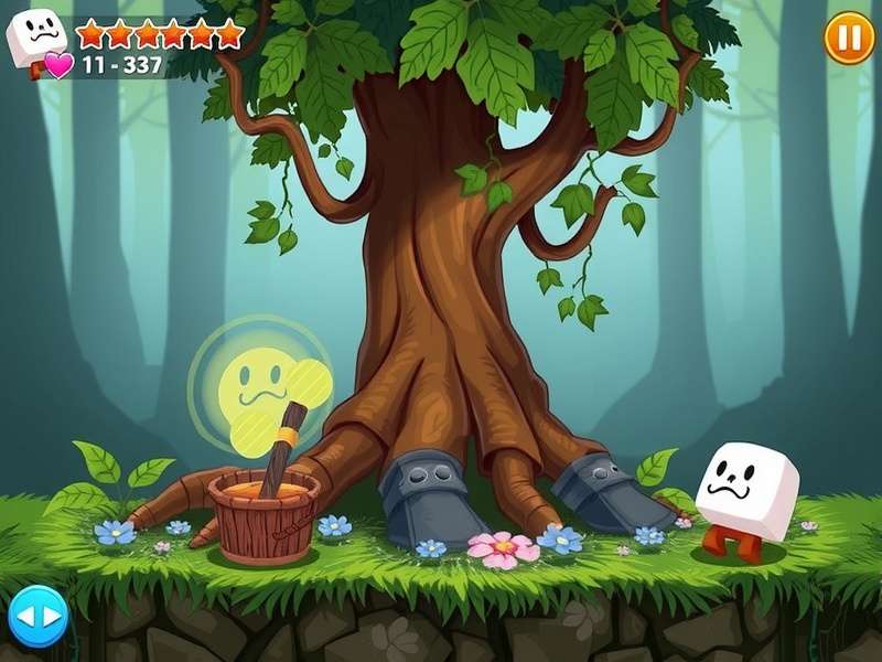 A dense, mystical forest with sunlight filtering through leaves, representing the Woodland in Root