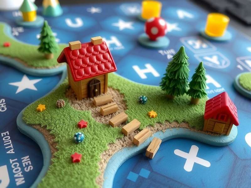 Root board game setup showing Marquise de Cat warriors and buildings on a forest map