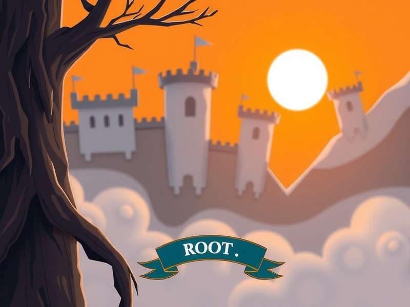 Root board game components spread out showcasing the Marquise de Cat, Eyrie Dynasties, Woodland Alliance, and Vagabond factions