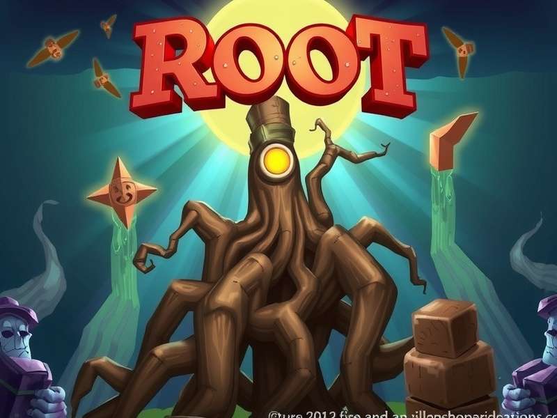 A detailed collage of Root board game components, cards, and faction boards showcasing the cohesive art style