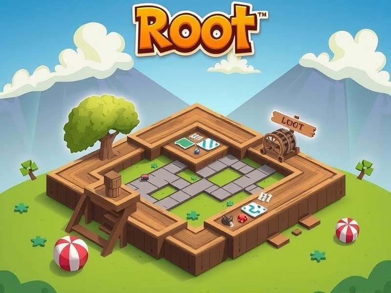 Root board game full setup with expansions and player tokens on a wooden table